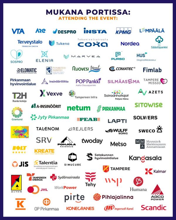 Tässä on vuoden 2026 Portti Työelämään -tapahtuman upea yrityskattaus! 19.-21.1.&hellip;