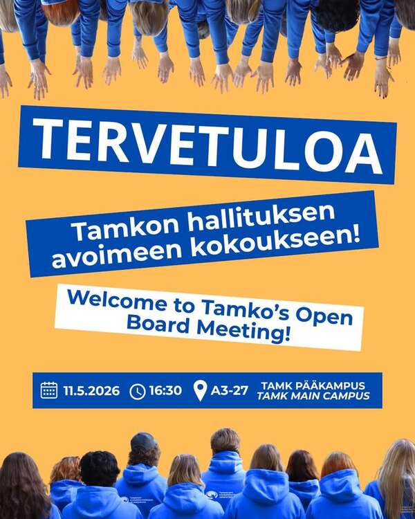 Tervetuloa Tamkon hallituksen avoimeen kokoukseen! Kokous pidetään 11.5. klo 16:30&hellip;