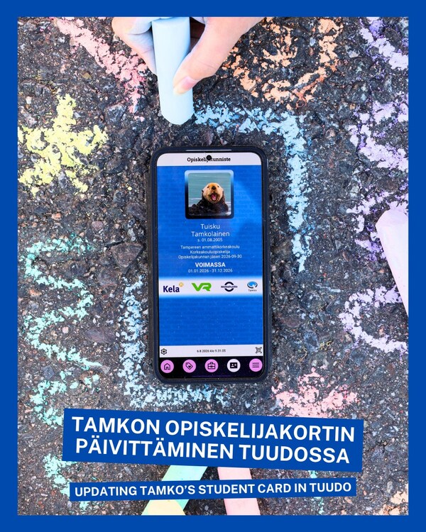 Liittyessäsi Tamkon jäseneksi saat opintojesi alkaessa käyttöösi Tuudon mobiiliopiskelijakortin 🫡&hellip;