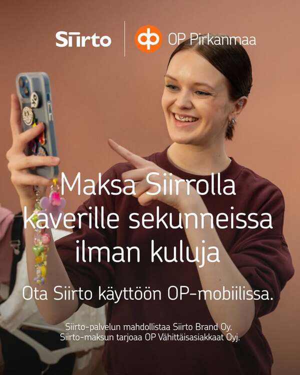 Mainos OP Pirkanmaa: Siirto kokoaa arjen maksut OP-mobiiliin.📲 ✔ Maksa&hellip;