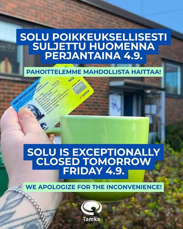 Solu on huomenna perjantaina 4.9. poikkeuksellisesti suljettuna. ⚠ Pahoitellaan mahdollista&hellip;
