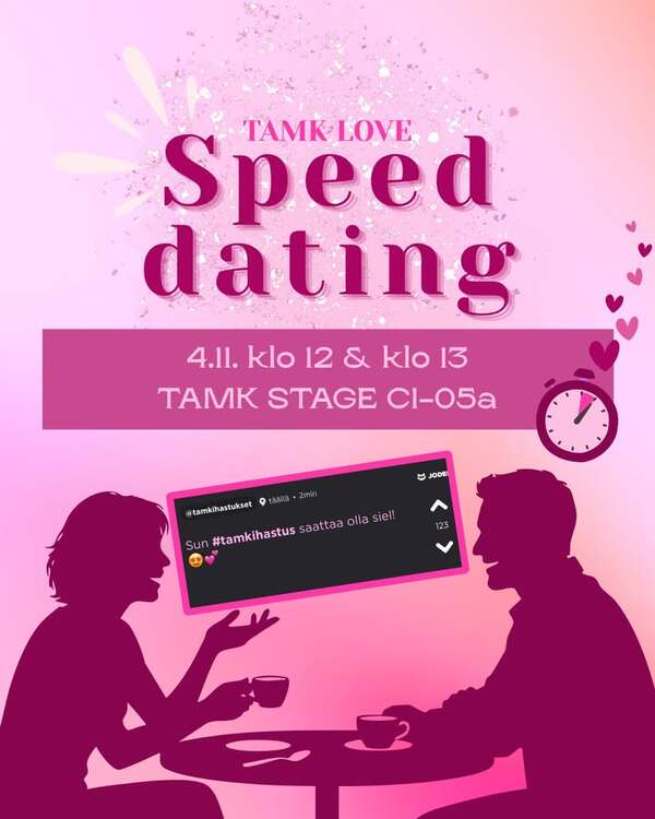 🩷TAMK LOVE x SPEED DATING🩷 Turhauttaako deittiappit? Kaipaatko aitoja kohtaamisia?&hellip;